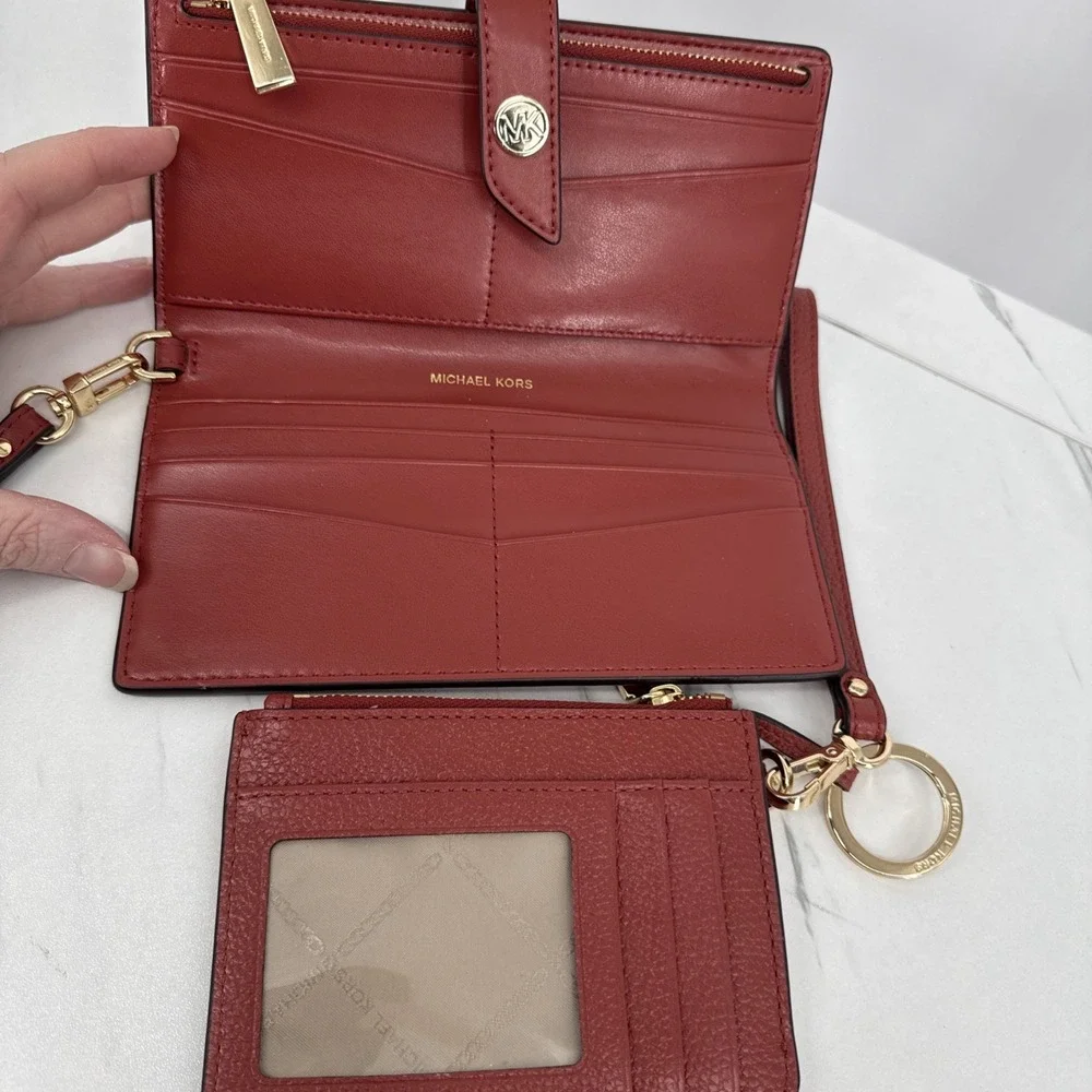 Michael Kors Hudson Large Leather Dome Satchel Terracotta Snakeskin Chic Set